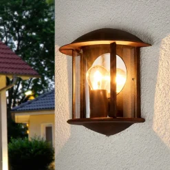 Lindby Væglamper>udendørs væglampe Maelis, rustbrun, metal, 27 cm, E27