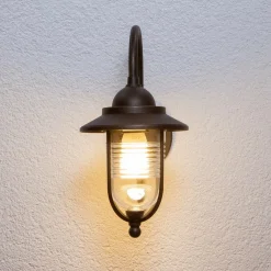 udendørs væglampe Meret, højde 37 cm, rustfarvet, aluminium^Lindby Outlet