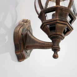 Lindby udendørs væglampe Nadesha, højde 47 cm, børstet guld