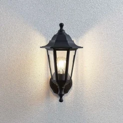 udendørs væglampe Nane, lygte, saltvandsresistent, E27^Lindby Hot