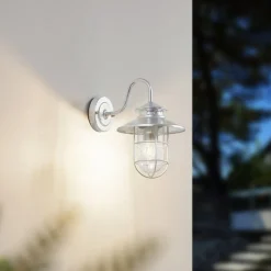 udendørs væglampe Naleta, galvaniseret sølv, stål^Lindby