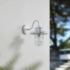 udendørs væglampe Naleta, galvaniseret sølv, stål^Lindby