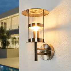 Lindby Væglamper>udendørs væglampe Noemi, grå, stål, 32 cm