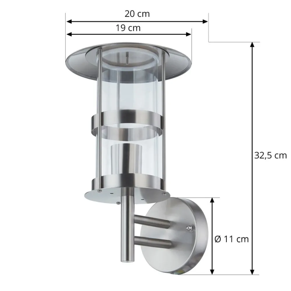 Lindby Væglamper>udendørs væglampe Noemi, grå, stål, 32 cm