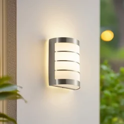 Lindby Terrassebelysning|Væglamper>udendørs væglampe Noyan, 20 cm, stål, IP44, E27