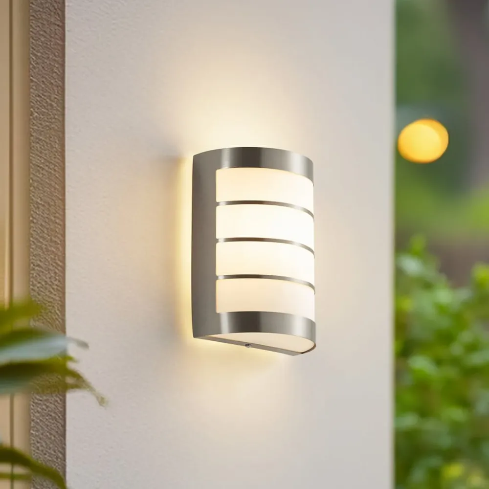 Lindby Terrassebelysning|Væglamper>udendørs væglampe Noyan, 20 cm, stål, IP44, E27