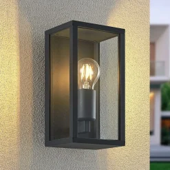 udendørs væglampe Peldar, klar, 1 lyskilde, 26 cm, metal^Lindby