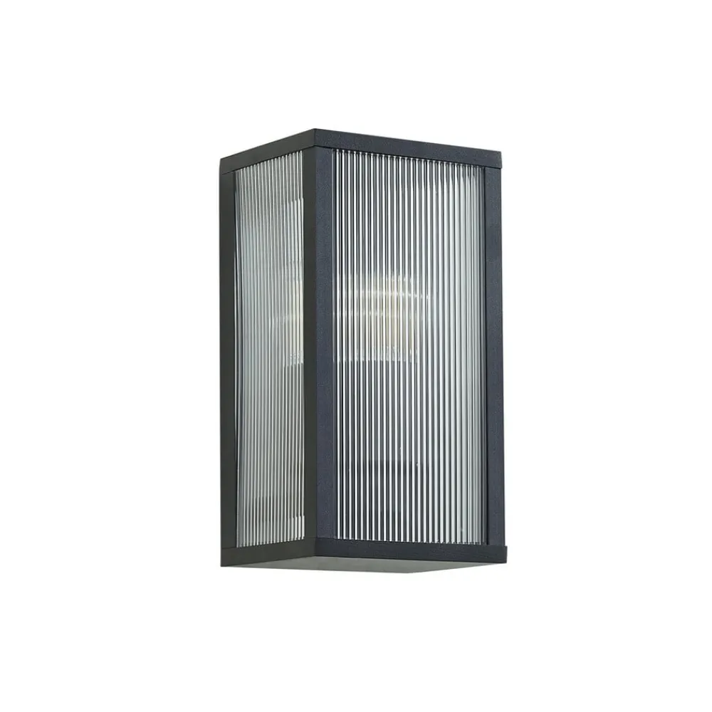 Lindby udendørs væglampe Peldar, 26 cm, riflet, IP44, E27