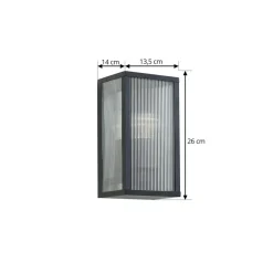 Lindby udendørs væglampe Peldar, 26 cm, riflet, IP44, E27