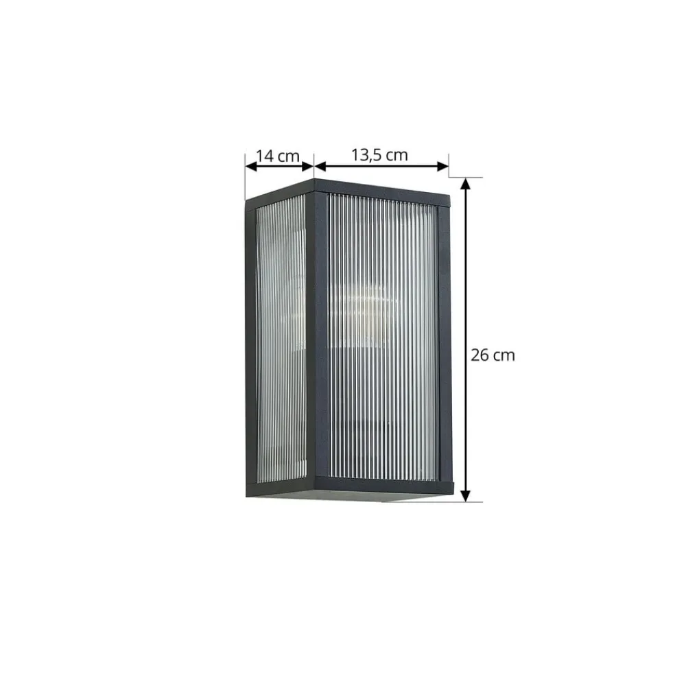 Lindby udendørs væglampe Peldar, 26 cm, riflet, IP44, E27