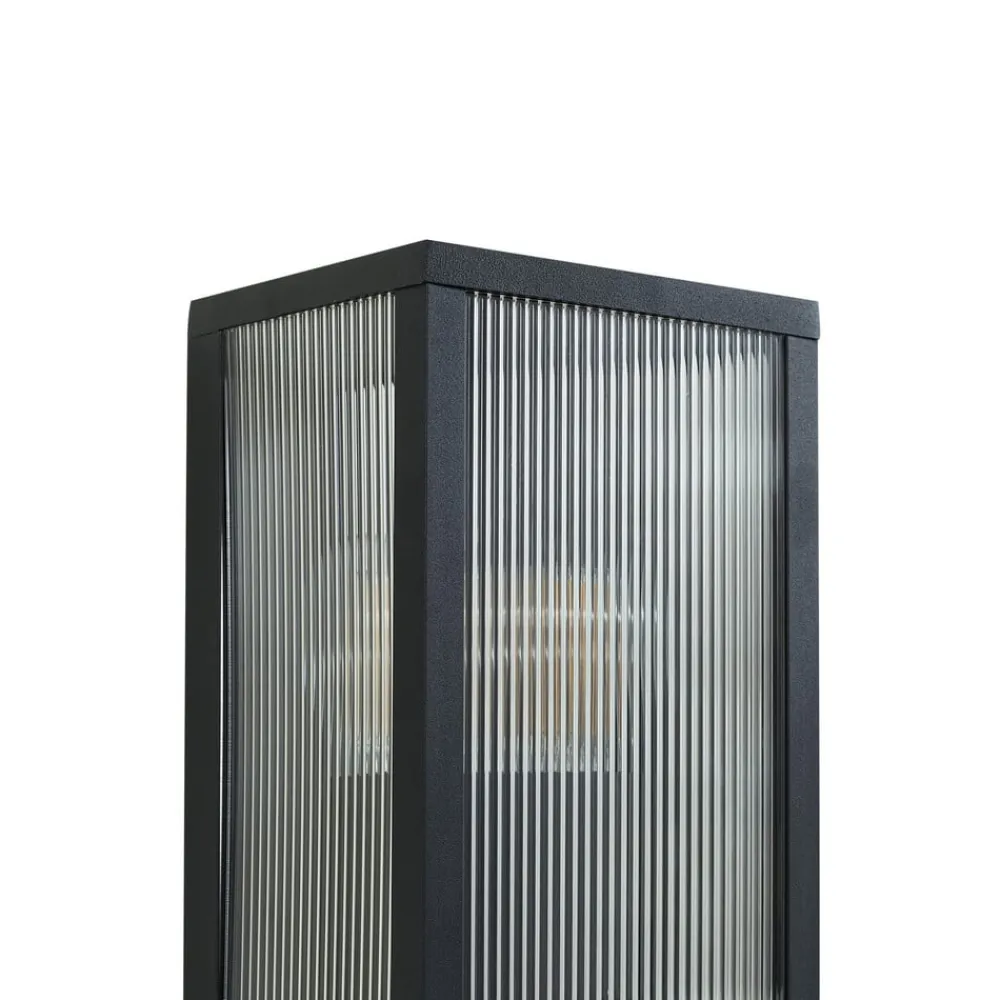 Lindby udendørs væglampe Peldar, 26 cm, riflet, IP44, E27