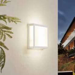 Lindby Terrassebelysning>udendørs væglampe Sivana, hvid, aluminium, 26 cm x 26 cm