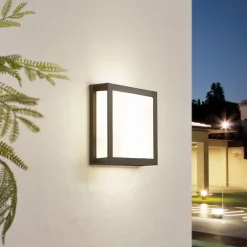 Lindby Terrassebelysning|Væglamper>udendørs væglampe Sivana, sort, aluminium, 26 cm x 26 cm