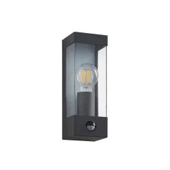 Lindby udendørs væglampe Tilian, sensor, højde 25 cm, antracit