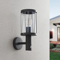 udendørs væglampe Yonan, højde 34 cm, antracit, sensor^Lindby Clearance