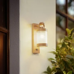 Lindby Væglampe Med Sensor|Væglamper>udendørs væglampe Yrene, 20 cm, beige, sensor, ripple