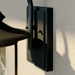 Lindby udendørs væglampe Zayn, sort, glas, højde 33 cm, IP23