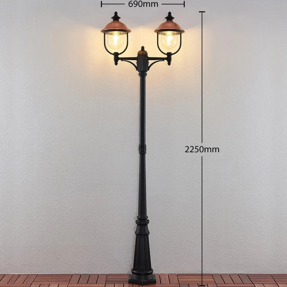 udendørslampe Clint, 225 cm, 2 lyskilder, saltvandsresistent, E27^Lindby Clearance