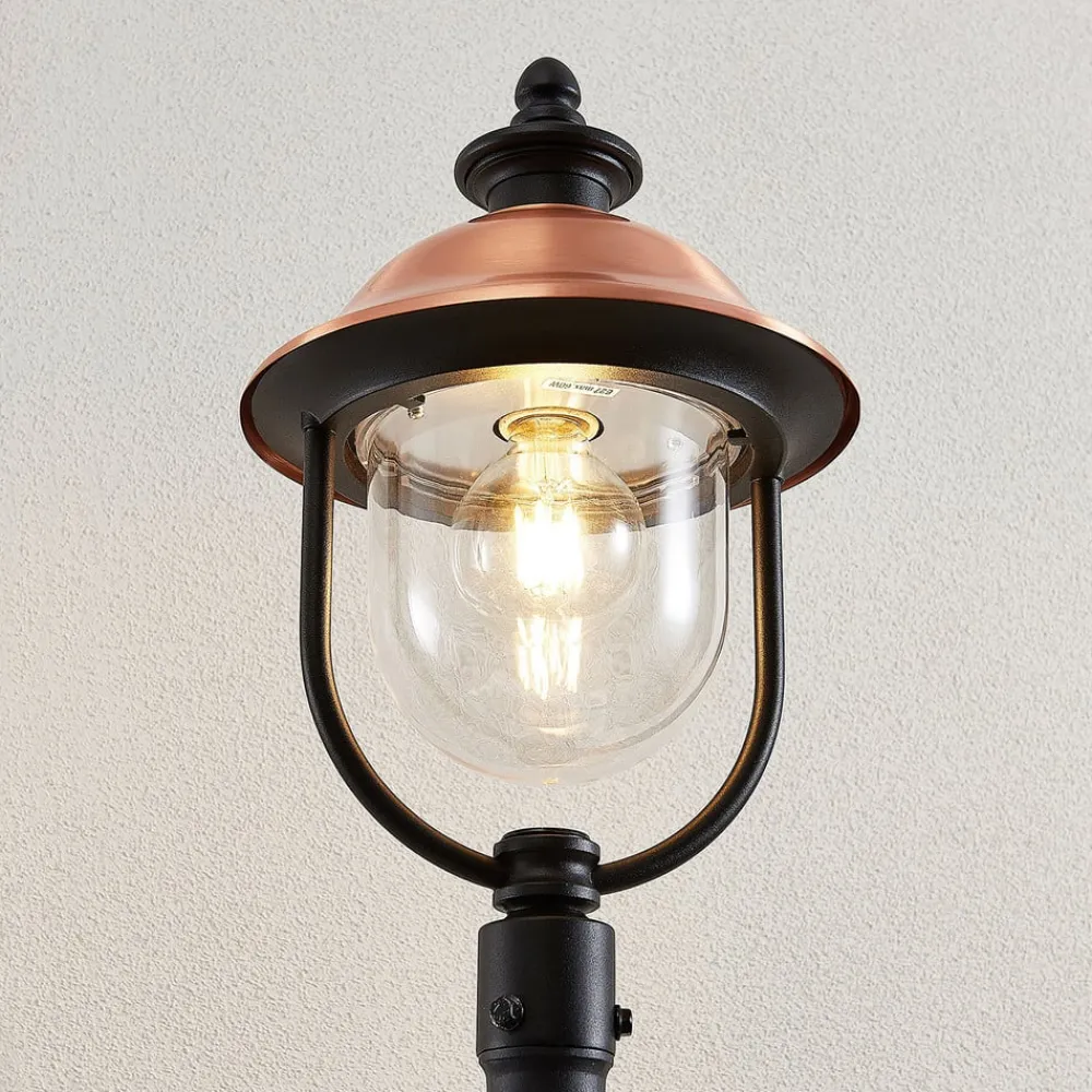 Lindby Lygtepæle>udendørslampe Clint, 177 cm, metal, saltvandsresistent, E27