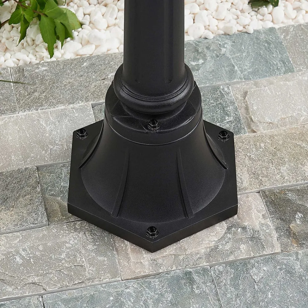 Lindby Lygtepæle>udendørslampe Clint, 177 cm, metal, saltvandsresistent, E27