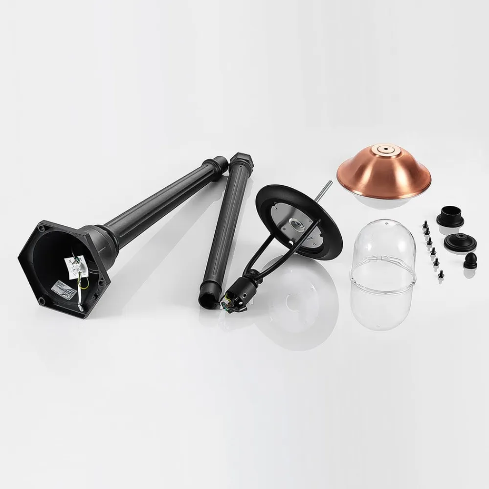 Lindby Lygtepæle>udendørslampe Clint, 177 cm, metal, saltvandsresistent, E27