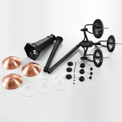 Lindby udendørslampe Clint, 225 cm, 3 lyskilder, saltvandsresistent, E27