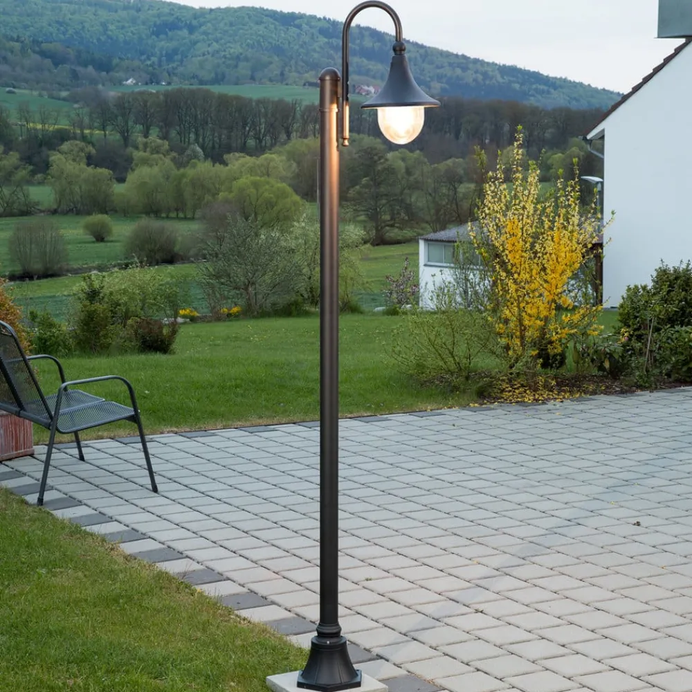 Lindby Lygtepæle>udendørslampe Daphne, 220 cm, sort, E27, IP44