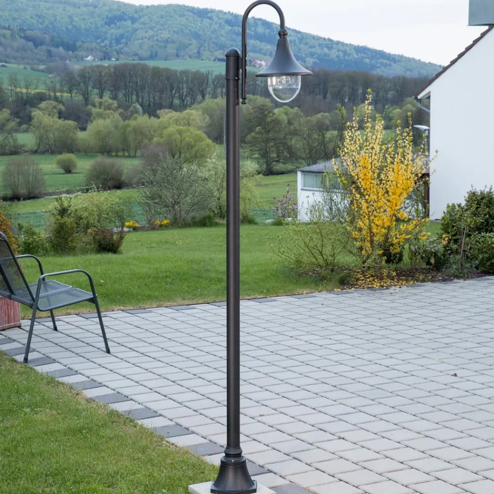 Lindby Lygtepæle>udendørslampe Daphne, 220 cm, sort, E27, IP44