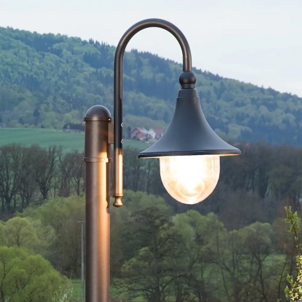 Lindby Lygtepæle>udendørslampe Daphne, 220 cm, sort, E27, IP44