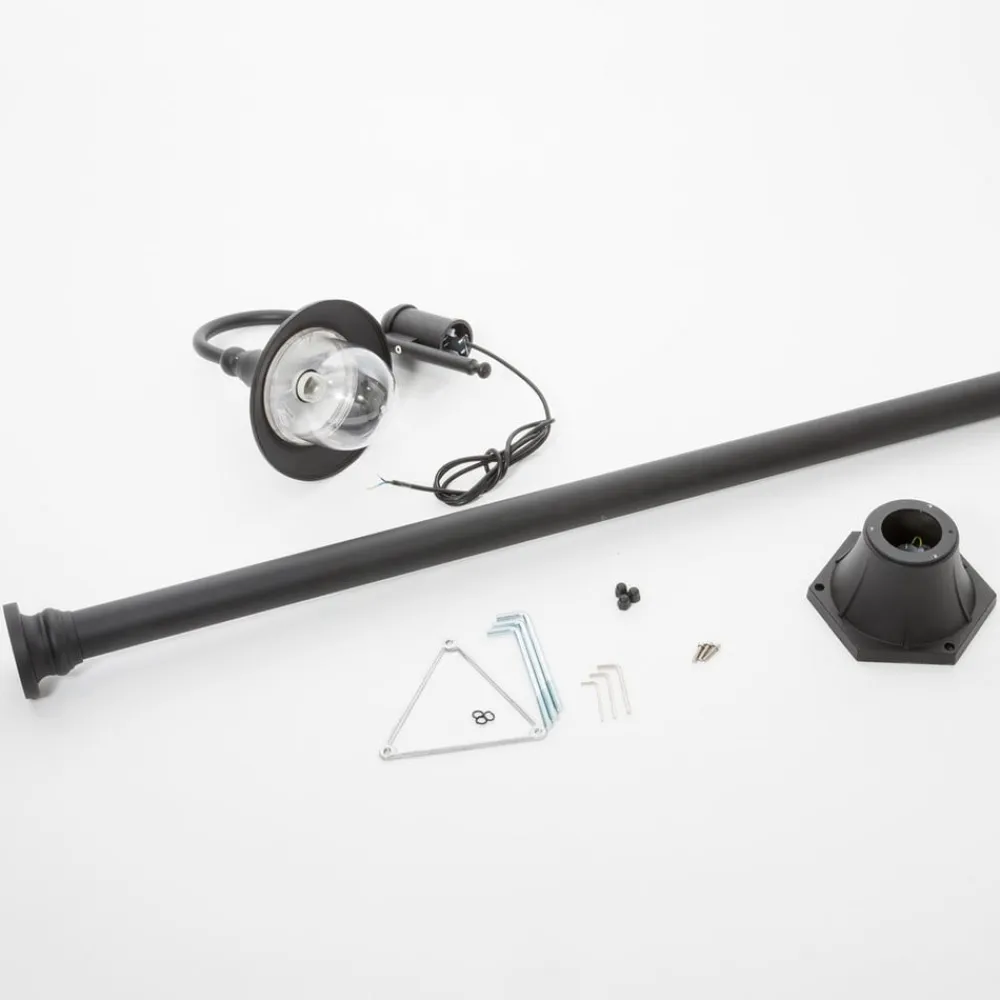 Lindby Lygtepæle>udendørslampe Daphne, 220 cm, sort, E27, IP44