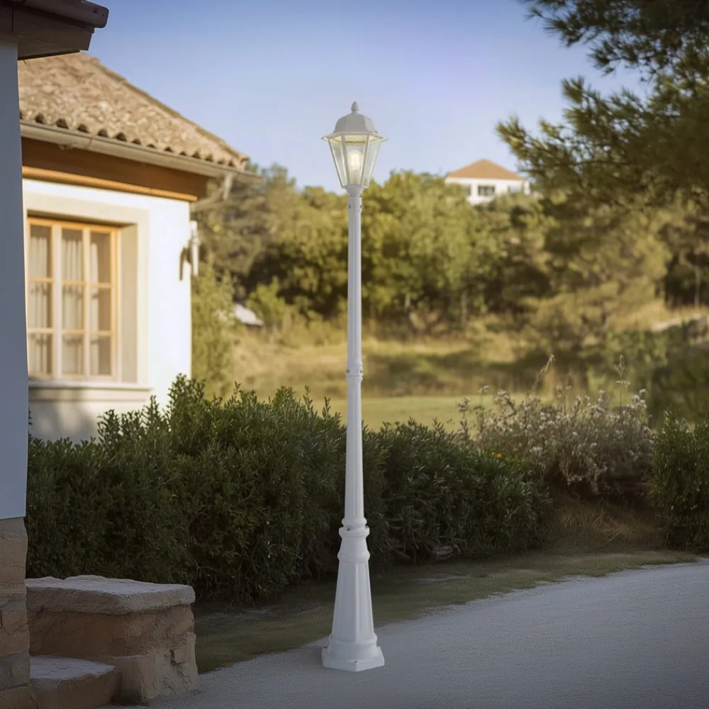 Lindby udendørslampe Edana, 211 cm, hvid, metal, E27, IP44