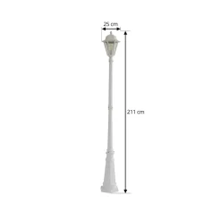 Lindby udendørslampe Edana, 211 cm, hvid, metal, E27, IP44