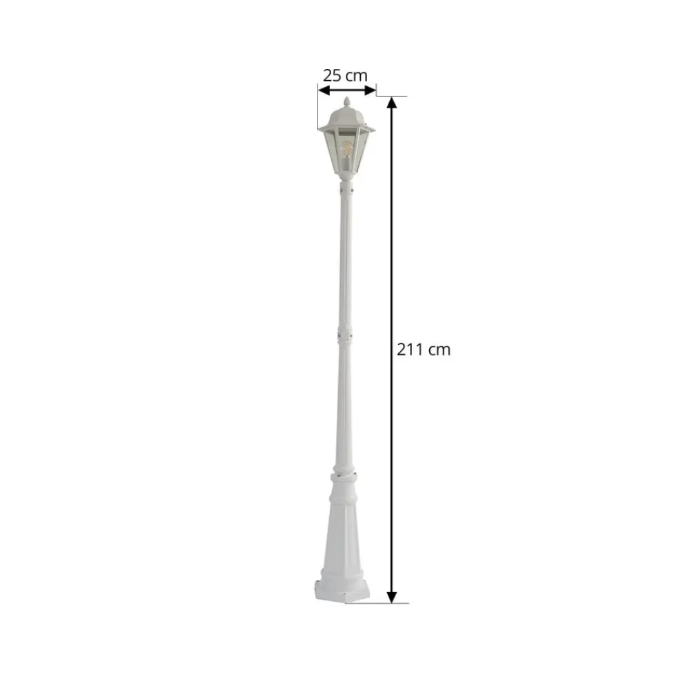 Lindby udendørslampe Edana, 211 cm, hvid, metal, E27, IP44
