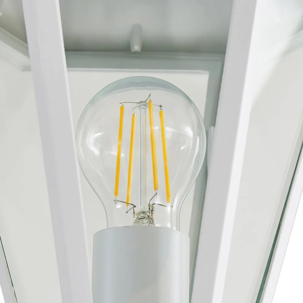 Lindby udendørslampe Edana, 211 cm, hvid, metal, E27, IP44