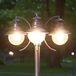 Lindby udendørslampe Eddie, 198 cm, rust, metal, IP44, E27