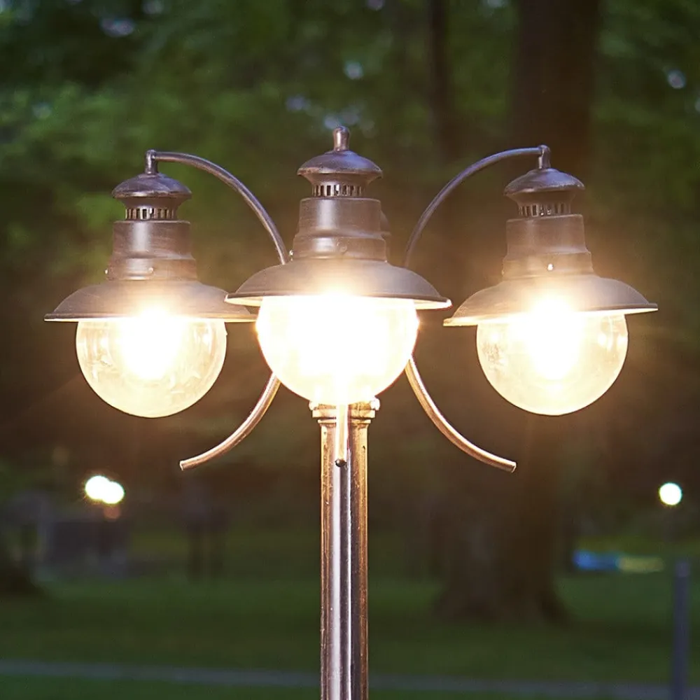 Lindby udendørslampe Eddie, 198 cm, rust, metal, IP44, E27