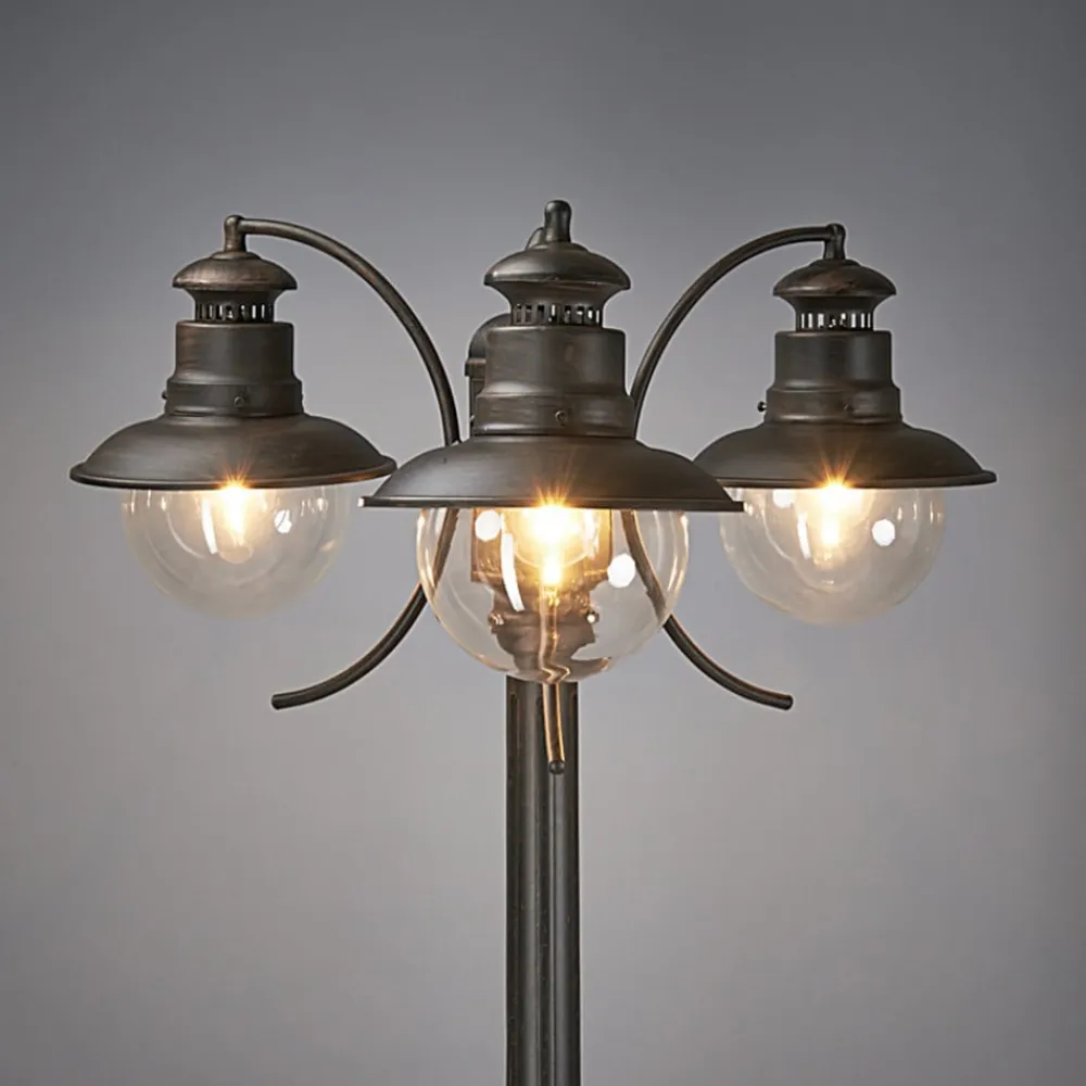 Lindby udendørslampe Eddie, 198 cm, rust, metal, IP44, E27