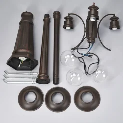 Lindby udendørslampe Eddie, 198 cm, rust, metal, IP44, E27