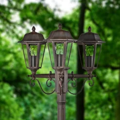 Lindby udendørslampe Lamina, 172 cm, 3 lyskilder, sort-rust, E27