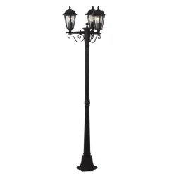 Lindby udendørslampe Lamina, 172 cm, 3 lyskilder, sort-rust, E27