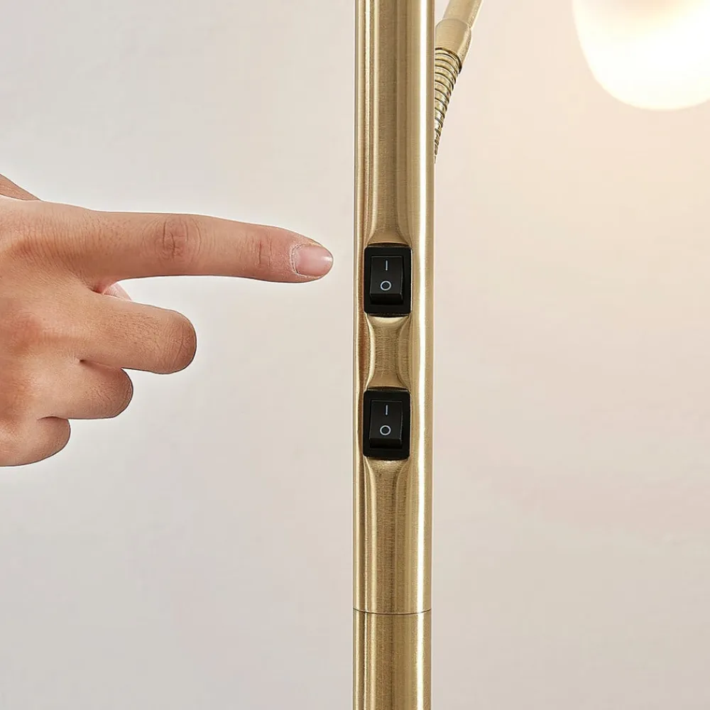 Lindby Gulvlamper|Gulvlamper>uplight Jost, 180 cm, messing, læselampe, E27