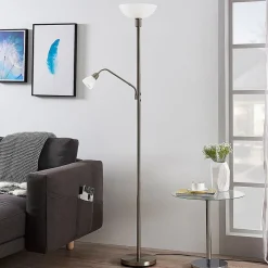 Lindby Pendellamper|Gulvlamper>uplight Jost, 180 cm, nikkelfarvet, læselampe