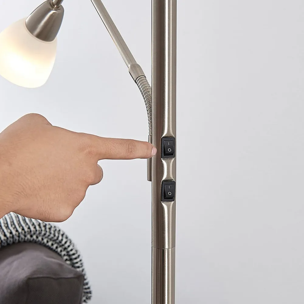 Lindby Pendellamper|Gulvlamper>uplight Jost, 180 cm, nikkelfarvet, læselampe