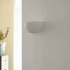 Lindby Gang|Pendellamper>uplight væglampe Jimmy, hvid, gips, halvcirkelformet, 24 cm, E14