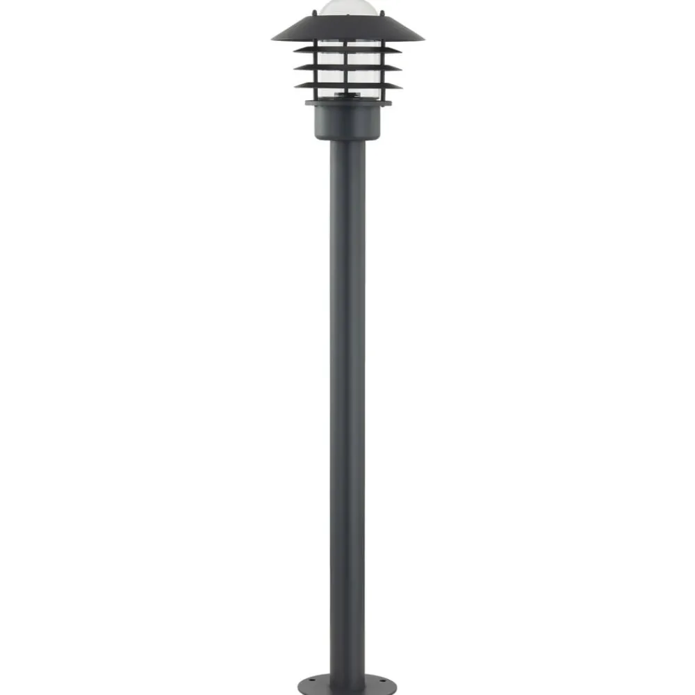 Lindby Gadebelysning>vejlampe Belmiro, jern, 100 cm høj, E27, sort