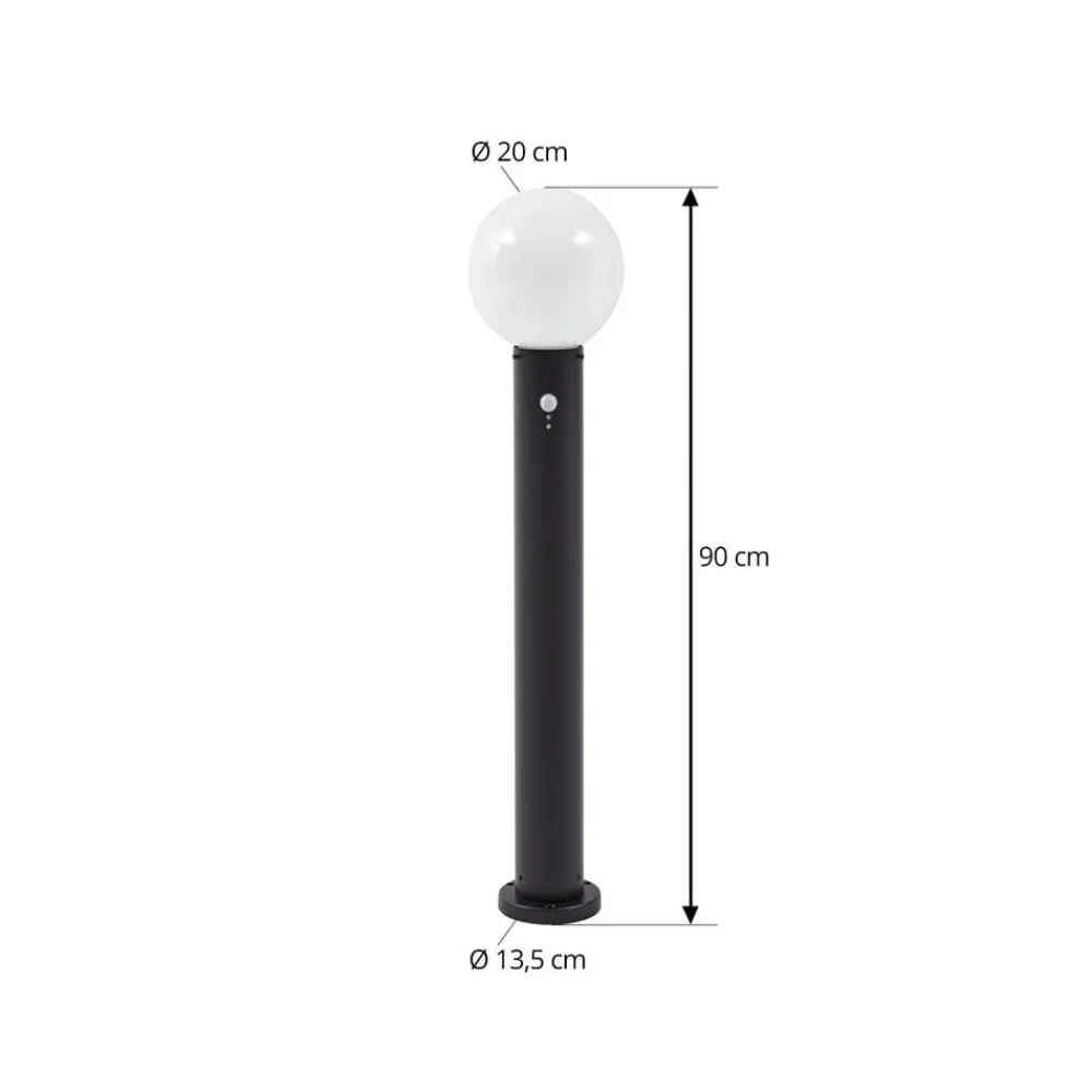 vejlampe Dangan, hvid, 90 cm, glas, sensor^Lindby