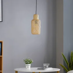 Venora hængelampe, Ø 15 cm, bambus, E27^Lindby Outlet