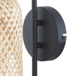 Lindby Venora væglampe, højde 43 cm, sort, træ, bambus