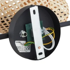 Lindby Venora væglampe, højde 43 cm, sort, træ, bambus