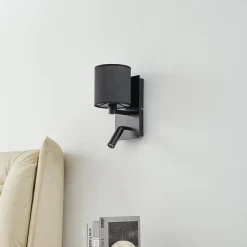 væglampe Aiden, 30 cm, sort, LED-læselampe, E14^Lindby Best